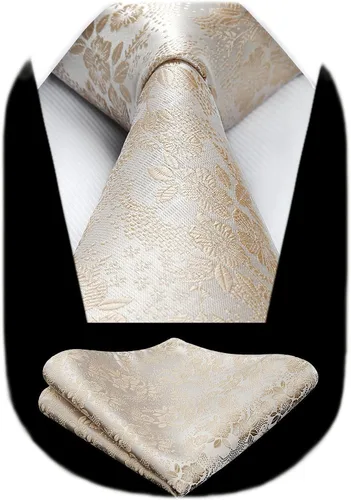 Vista 118 de Corbatas florales tejidas clásicas para hombre, corbata cuadrada de bolsillo, corbatas formales para hombres, boda con pañuelo