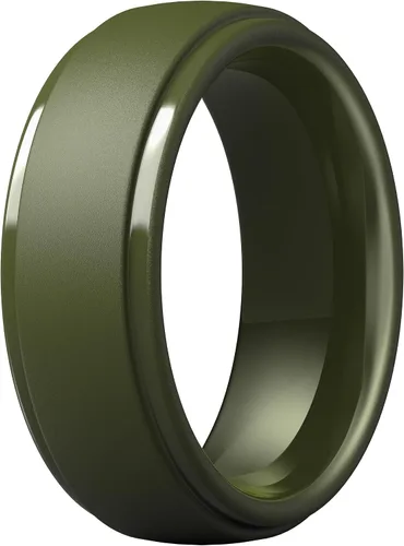 Vista 30 de ThunderFit Anillos de silicona para hombres, bandas de boda de goma con Pack A: Negro carbón