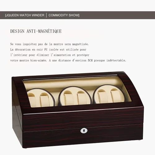 Vista 4 de JQUEEN Seis bobinadores automáticos de reloj con 7 espacios de almacenamiento adicionales, motores silenciosos Mabuchi