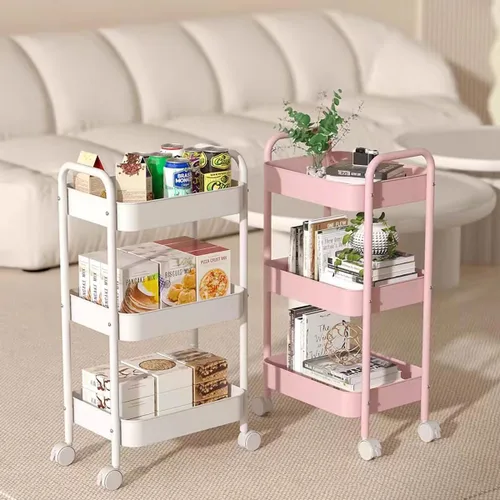 Vista 5 de XIUSHE Organizador de almacenamiento de metal de 3 niveles, portátil y resistente, ideal para oficina, cocina, baño, habitación de los niños, aula