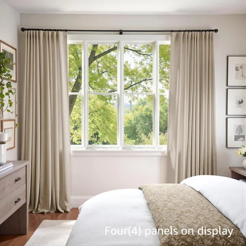 Vista 4 de Lazzzy Cortinas opacas de terciopelo beige de 84 pulgadas de largo con aislamiento térmico para oscurecer la habitación, cortinas forradas de lujo