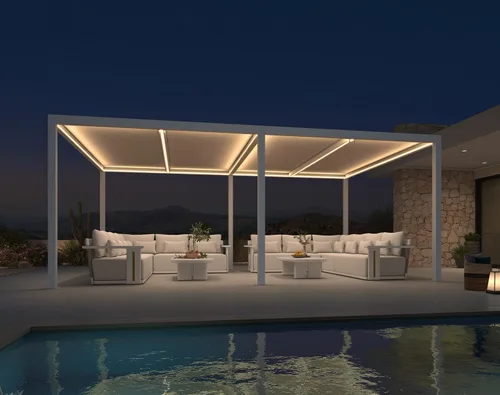 Vista 18 de PURPLE LEAF - Pérgola al aire libre con listones 10 x 12 pies de aluminio blanco con toldo rígido moderno y ajustable para patio, jardín