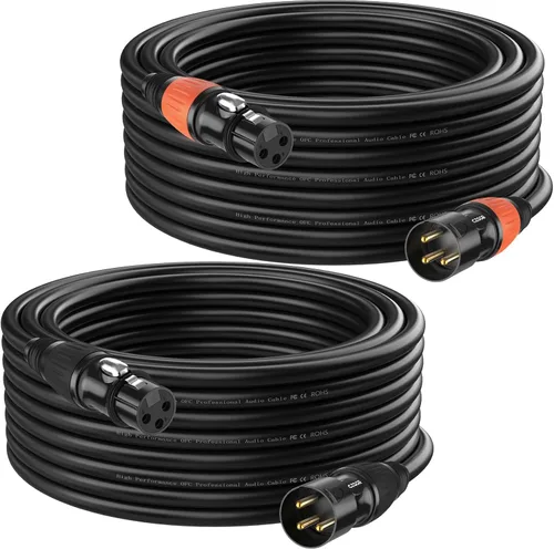 Vista 12 de Cable DMX de 10 pies, paquete de 6, cables flexibles XLR chapados en oro de 3 pines Hombre a hembra, compatible con micrófono, luz de escenario
