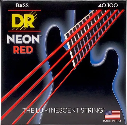 Vista 8 de DR Strings NEON - Cuerdas para bajo eléctrico, 0.045-.105, medianas, color rojo