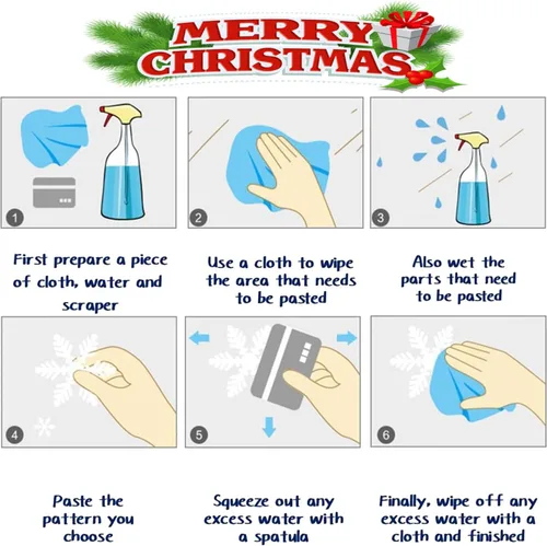Vista 7 de 72 piezas de calcomanías de Navidad para ventanas de vidrio, calcomanías de copo de nieve de doble cara para ventanas de Navidad, calcomanías