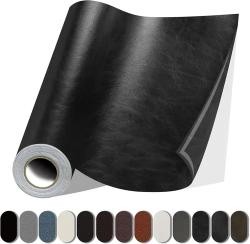 Vista 23 de Lifeshoon Parche de reparación de cuero, reparación de cuero autoadhesiva, cinta de parche de vinilo grande para sofás, muebles, asientos de Negro