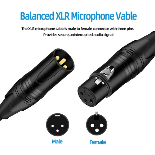 Vista 5 de Cable XLR a XlR de alta calidad (3 pies 1 paquete) conector de cable equilibrado con cancelación de ruido, cables de micrófono XLR de 3 pines, cable