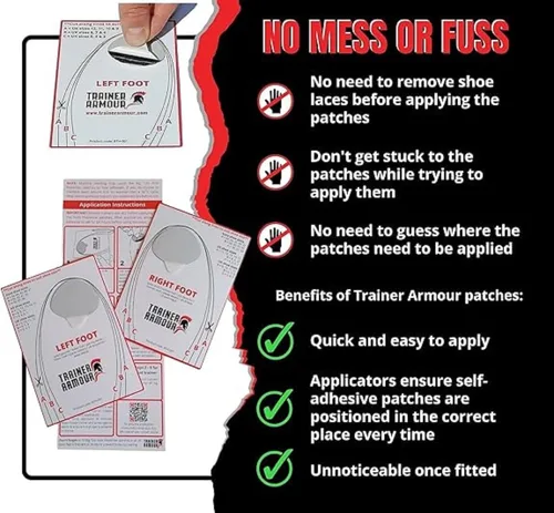 Vista 3 de Big Toe Hole Preventer, self-Adhesive Patches with a Clever applicator - Shoe Toe Hole Area Repair Patch
