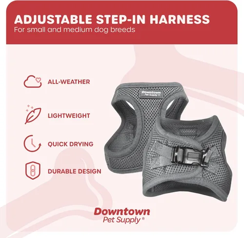 Vista 114 de Downtown Pet Supply Arnés para perro Step-in – Sin tirones, malla acolchada ajustable con ribete reflectante, correa de hebilla segura – Arnés