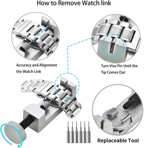 Vista 5 de EasyTime Kit de herramientas de reparación de relojes 149 PCS Kit de herramientas de reloj profesional para mantenimiento Reemplazo de batería