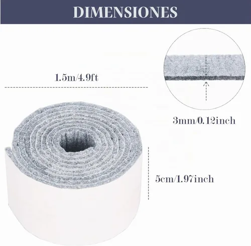Vista 2 de Pllieay Paquete de 2 rollos de tiras de fieltro autoadhesivas, 118 x 2 x