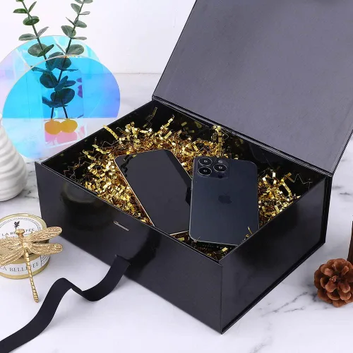 Vista 6 de GoooodGift Caja de regalo negra para regalos de 10 x 7.3 x 3.5 pulgadas, caja decorativa con cinta, caja de regalo vacía con tapa cierre magnético