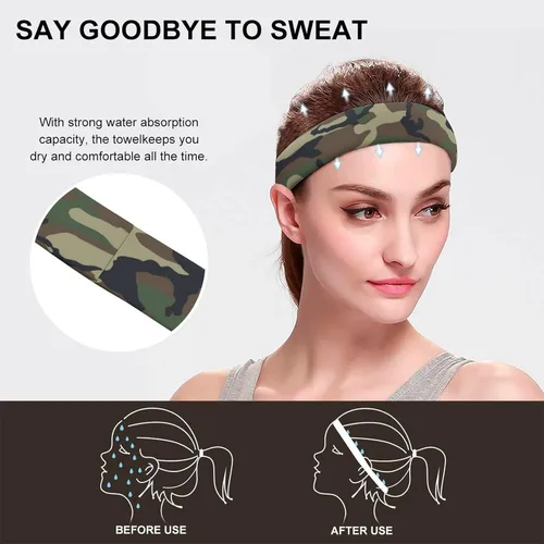 Vista 5 de Diademas de entrenamiento, bandas para el cabello, para yoga, deporte, bufandas anchas y elásticas para la cabeza para mujeres y hombres