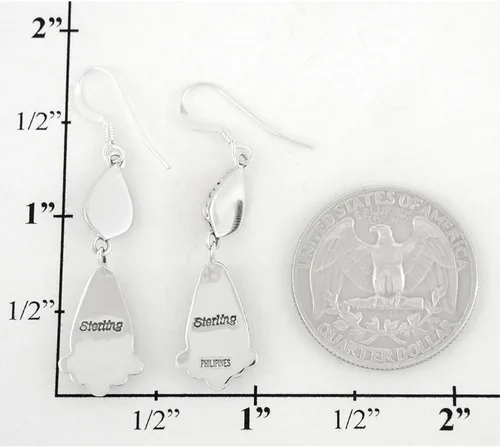 Vista 4 de Pendientes de turquesa de plata de ley 925 y turquesa auténtica (estilo selecto)