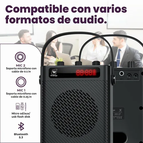 Vista 4 de Amplificador de voz Bluetooth de 40 W con micrófono de auriculares