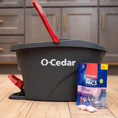 Vista 5 de O-Cedar EasyWring - Sistema de limpieza con cubo y mopa giratoria de microfibra + Paquetes de cítricos y lavanda (paquete variado)