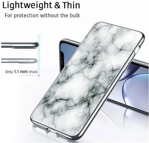 Vista 2 de Funda para Huawei Y9S + protector de pantalla de vidrio templado flexible suave transparente TPU mármol Shell silicona gel protector parachoques