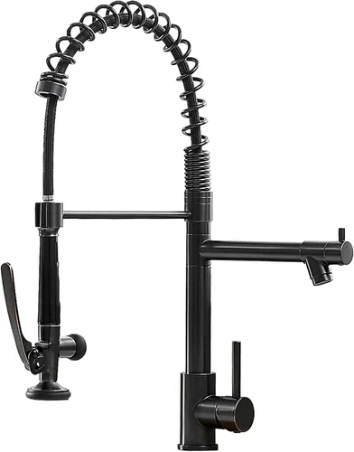Vista 17 de Fapully - Grifo de fregadero de cocina comercial extraíble con espray níquel cepillado