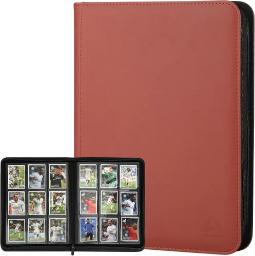 Vista 11 de Carpeta de 9 bolsillos para tarjetas intercambiables, capacidad 540 con cierre de cremallera, protector de tarjetas de piel sintética de doble cara