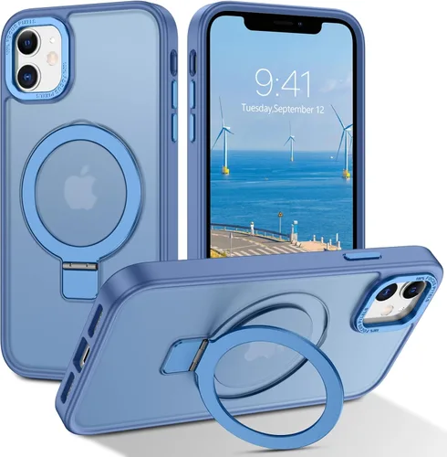 Vista 13 de Telaso Magnético para Funda de iPhone 12 Mini, Compatible con Magsafe con Soporte de Anillo Magnético, Funda Protectora de Grado Militar con Parte