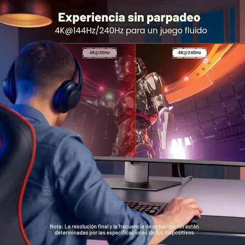 Vista 3 de UGREEN Cable unidireccional USB C a DisplayPort 1.4 8K@60Hz 4K a 240Hz 3.3FT