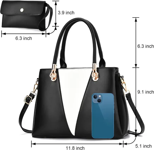 Vista 2 de Bolsos de mano de piel sintética para mujer bolsos de hombro con asa superior