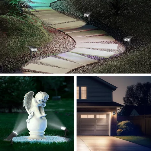 Vista 6 de Consciot Focos solares para exteriores, IP67 impermeable 2 en 1, luces solares de día, luces decorativas de Navidad duraderas para jardín, patio