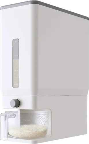 Vista 12 de Lifewit Dispensador de arroz de 25 libras (24.9 lbs), recipiente de almacenamiento de arroz sellado a prueba de humedad con taza medidora para Negro