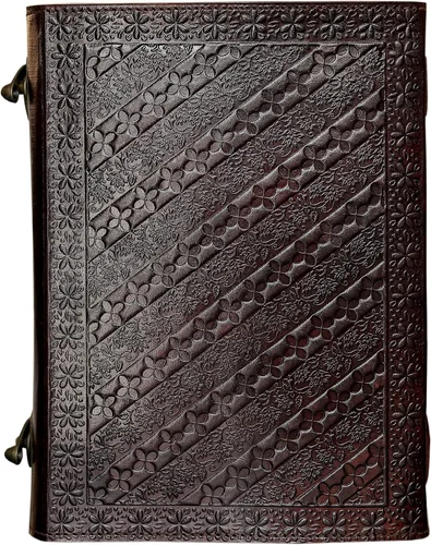 Vista 4 de Diario de cuero C Leather con relieve de sol y luna y hermosa piedra azul, cuaderno, planificador, organizador, libro de bocetos, libro en blanco