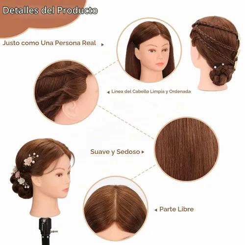 Vista 4 de Cabeza de maniquí de cabello 100% humano de 22-24 pulgadas