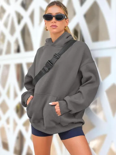 Vista 53 de AUTOMET Sudaderas de gran tamaño con capucha de forro polar para mujer, camisas de manga larga, sudaderas con bolsillo para otoño 2025