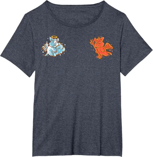 Vista 55 de Camiseta de gato ángel y diablo sentado en tu hombro Nerd Kitten, Negro