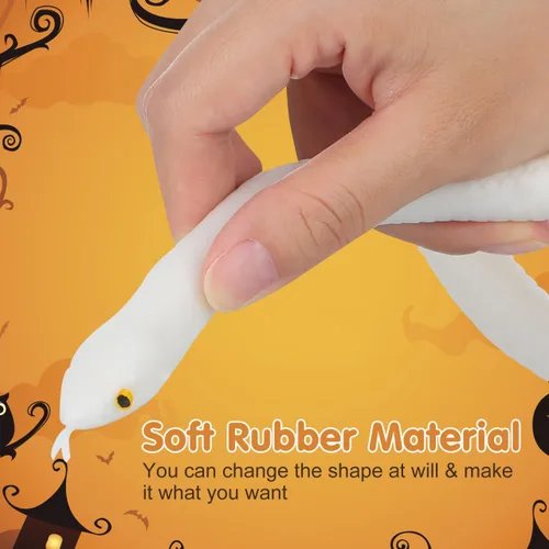 Vista 3 de TOYANDONA Serpiente de goma realista serpiente de goma de juguete blanco falso realista serpiente juguetes educativos para niños broma prop