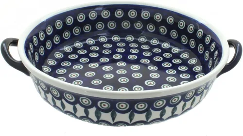 Vista 3 de Blue Rose - Cacerola redonda de sauce azul con asas, 10.25 pulgadas de diámetro, única, apta para lavavajillas y duradera