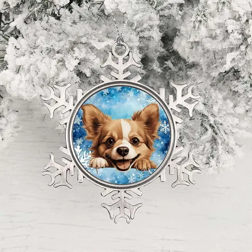 Vista 7 de Juguete ruso de Navidad Adorno de copo de nieve Juguete ruso Lindo Divertido Peeking Perro Cachorro Decoración de Navidad Adornos de Copo de Nieve