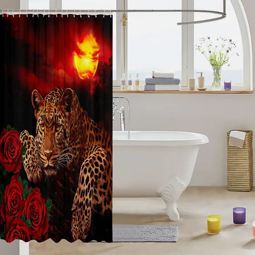 Vista 114 de Feelyou Cortina de ducha con diseño de gato para decoración de baño, bonita cortina de baño para puestos de bañeras, accesorios de baño divertidos