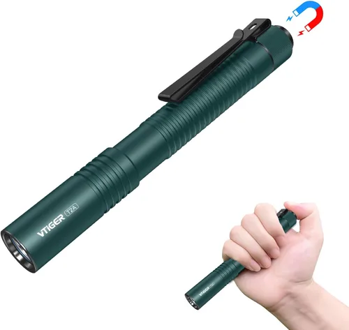 Vista 8 de VTIGER T2A - Linterna compacta EDC de 1500 lúmenes de alto, linterna LED recargable AA, superbrillante, pequeña, táctica, con bolsillo, con imán