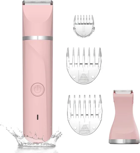 Vista 10 de Maquinilla de afeitar eléctrica impermeable para bikini para mujeres, afeitadora de vello púbico, afeitadora recargable con cuchillas cerámicas