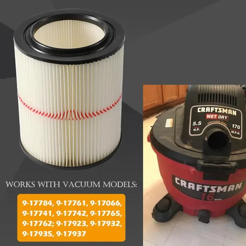 Vista 5 de 17816 Filtro para Craftsman Shop Vac 9-17816 Filtro de repuesto para aspiradora de 5 galones y más grandes, filtro de aire húmedo y seco 917816