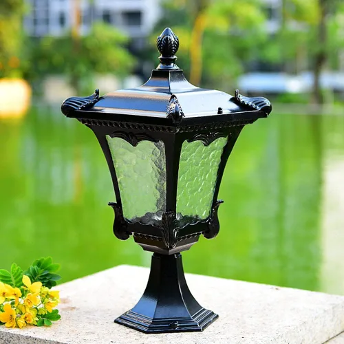 Vista 4 de Luces de poste al aire libre, pared exterior americana, estigma, faro, impermeable, para puerta de villa, lámpara de pilar, lámpara de pared moderna