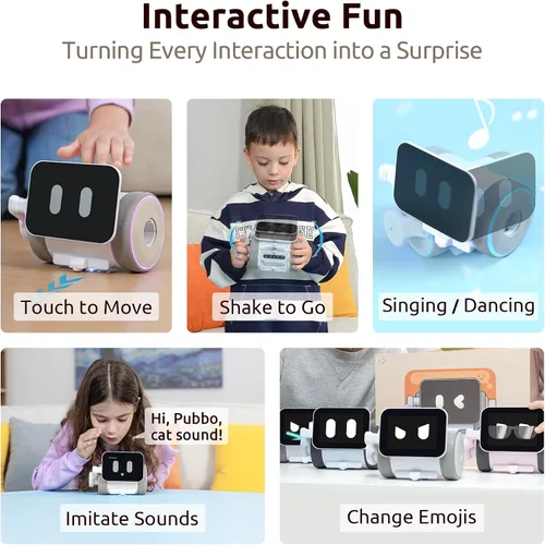 Vista 3 de WhalesBot Pubbo Air - Robot interactivo inteligente para niños, voz/táctil/aplicación/control remoto, codificación modular/rasguño, robótico