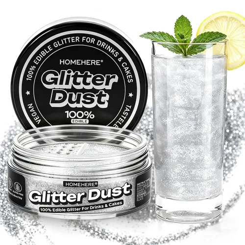 Vista 18 de HomeHere Purpurina comestible para bebidas y pasteles, 0.35 onzas de polvo brillante de diamante de grado alimenticio, polvo brillante