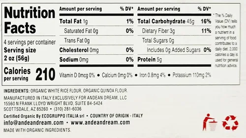 Vista 3 de Andean Dream Org Spaghetti Quinoa Pasta sin gluten, 8 onzas (paquete de 12)