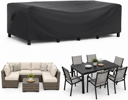 Vista 12 de Fundas para Muebles de Patio, Funda para Muebles de Exterior de Servicio Pesado Impermeable, Fundas para Juego de Sofá Seccional Funda para Juego