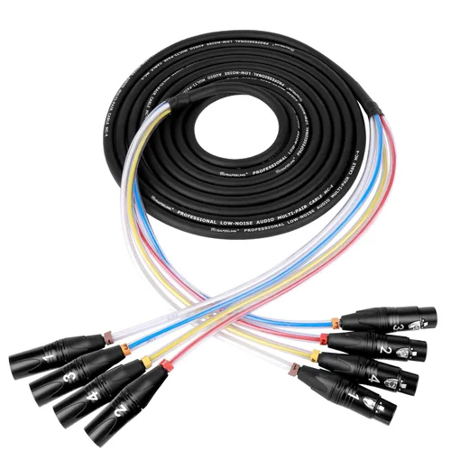 Vista 6 de Toronce - Cable profesional multimedia de 4 canales, 4 pares macho a hembra, cable de extensión de audio equilibrado XLR de 3 pines