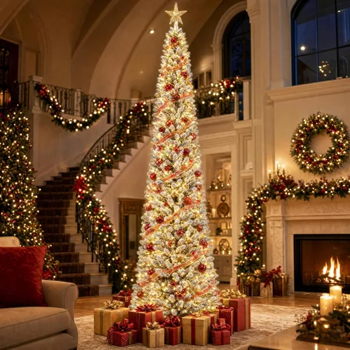 Vista 18 de Árbol de Navidad preiluminado de 6 pies con 210 luces Verde-clásico