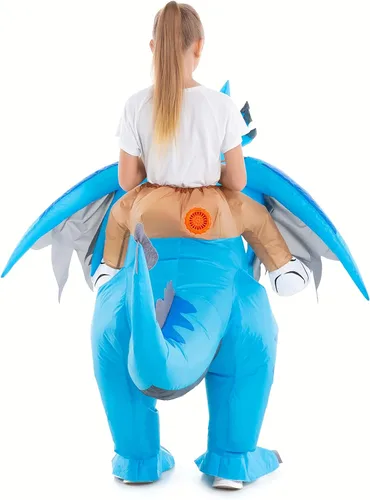 Vista 4 de HSCTEK Disfraz inflable de dragón para niños y niñas