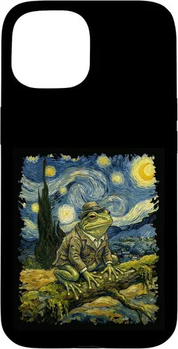 Vista 6 de Vintage Frog Van Gogh Style Starry Night Graphic Case for iPhone 17