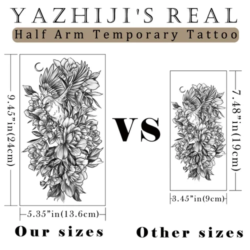 Vista 2 de Yazhiji 49 hojas de flores grandes Butterfies corona, tatuajes temporales impermeables para mujeres y niñas, tatuajes falsos para niños o adultos