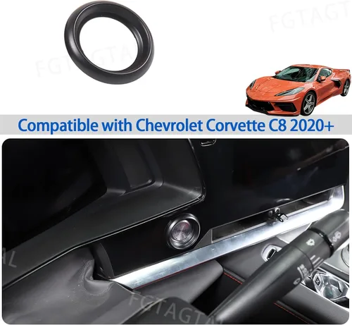 Vista 6 de Cubierta de botón de arranque de parada del motor para Chevrolet Corvette C8 Stingray 2020-2024, accesorios de anillo de arranque de encendido ABS